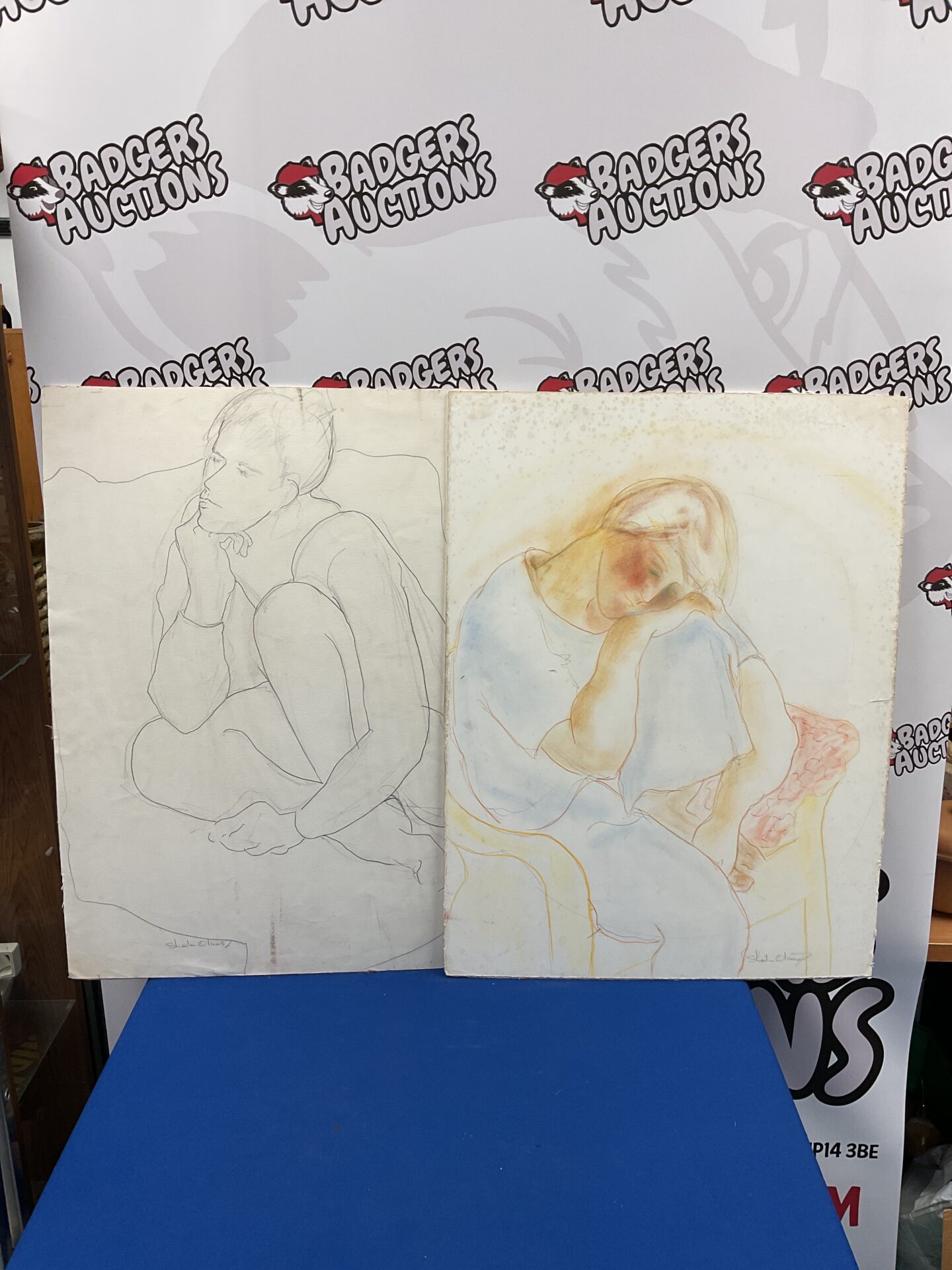 643 Two sheila oliver paintings of figures