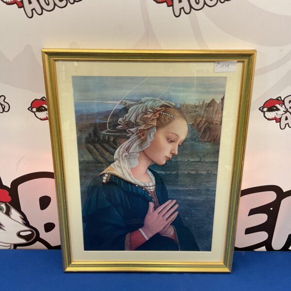 Framed vintage print of Filippo Lippi's Madonna and Child.