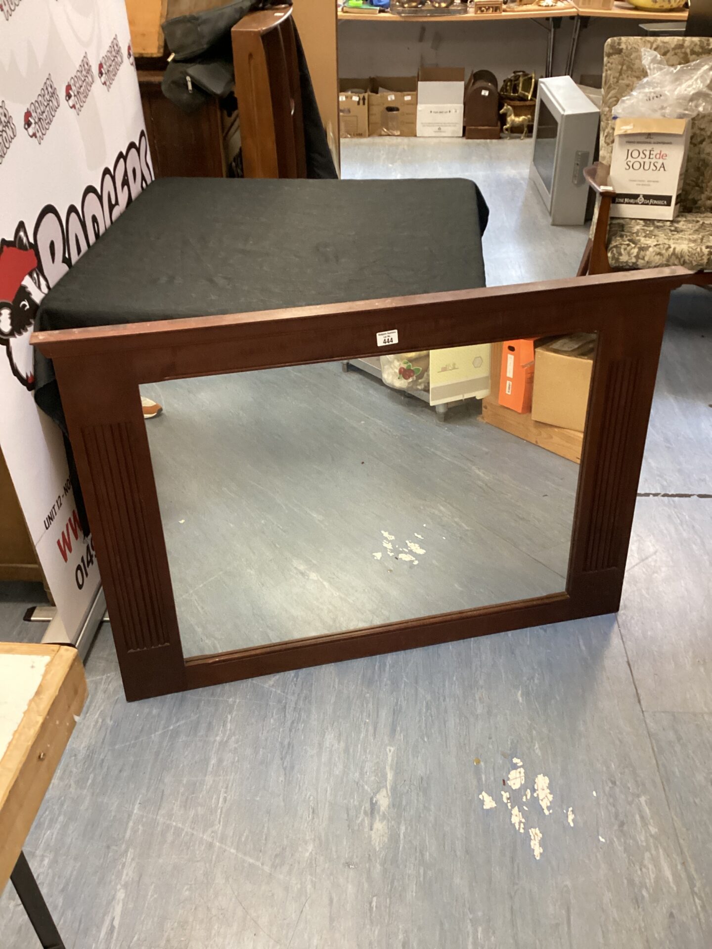 444 Large mahogany framed wall mirror 117cm x 81cm