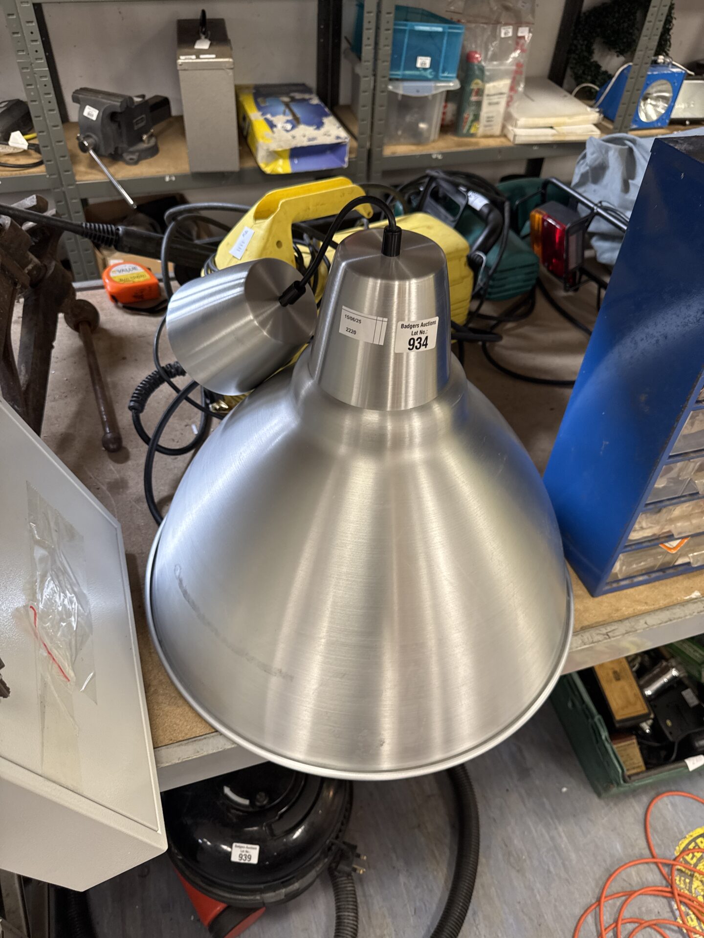 970 Large galvanised industrial ceiling lamp