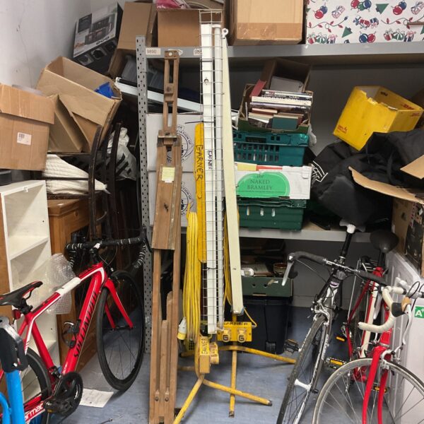 Two used 110v site lights with adjustable stands.