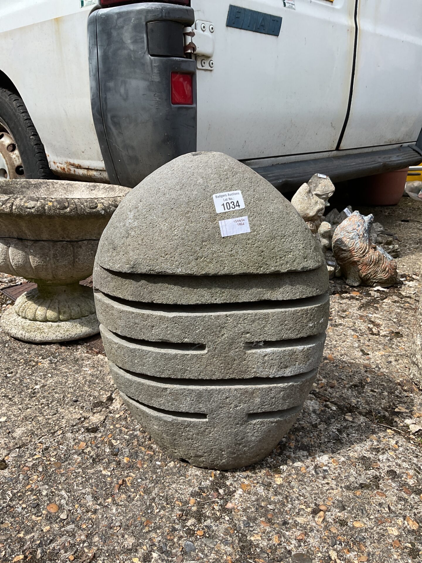 1034 Large cut stone garden candle holder