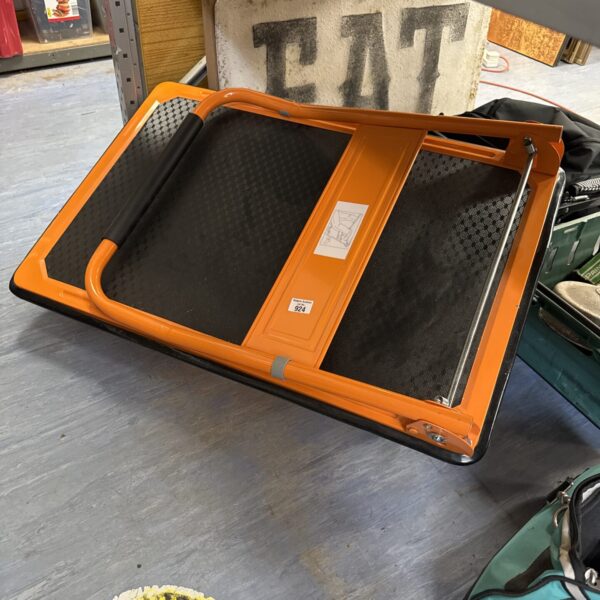 Heavy duty goods moving trolley for warehouse use.