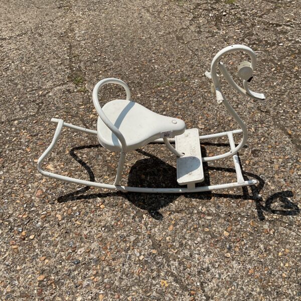 Vintage metal Mobo swan rocking chair for children.