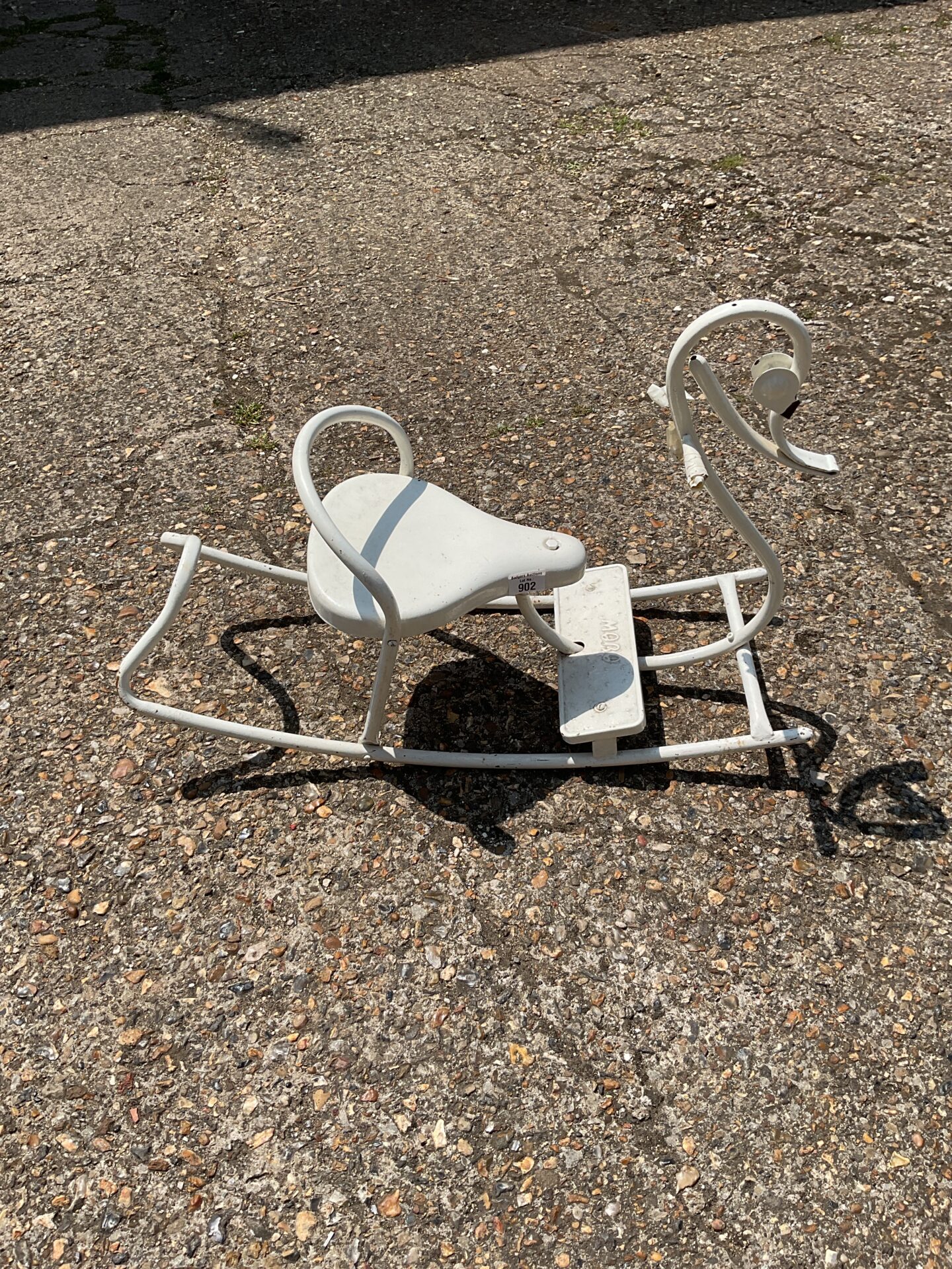 902 Vintage child’s mobo metal swan rocking chair