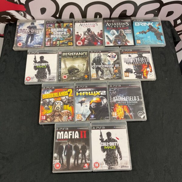 PlayStation 3 games bundle including Call of Duty and Assassin's Creed.