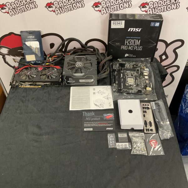 MSI gaming components lot including motherboard and graphics card.