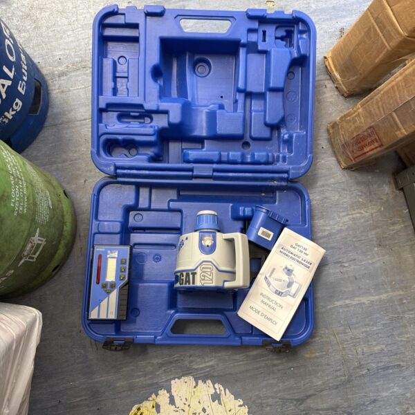 Blue Agatec Gat 120 laser level in carrying case.