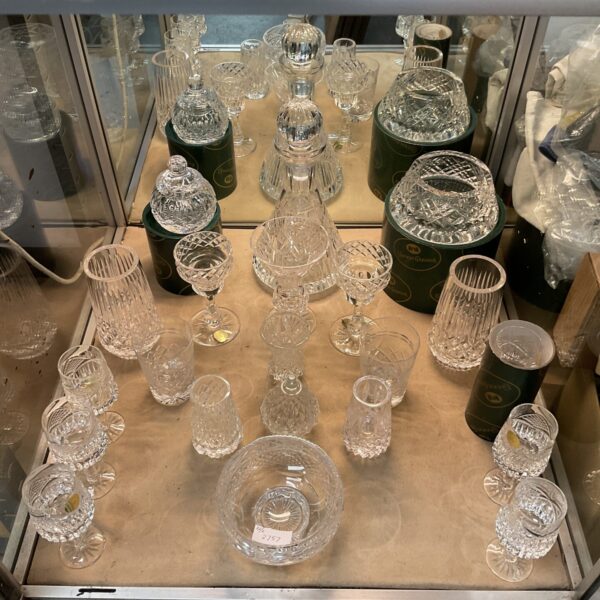 Irish Tyrone lead crystal glassware collection on display.