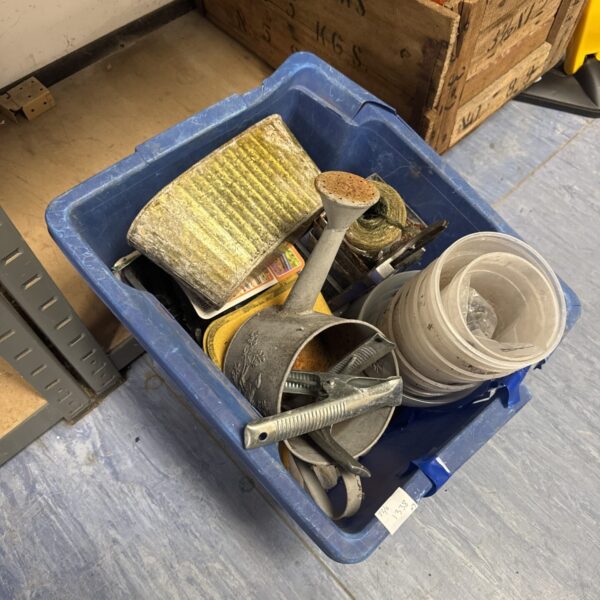 Mixed lot of vintage tools and a small watering can.