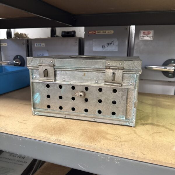 Antique Chas F Thackray medical box with ventilation holes.
