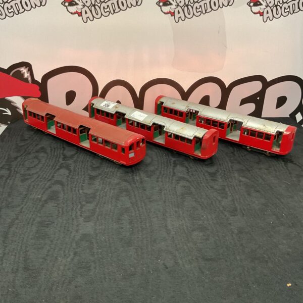 Vintage set of London Underground model trains for collectors.