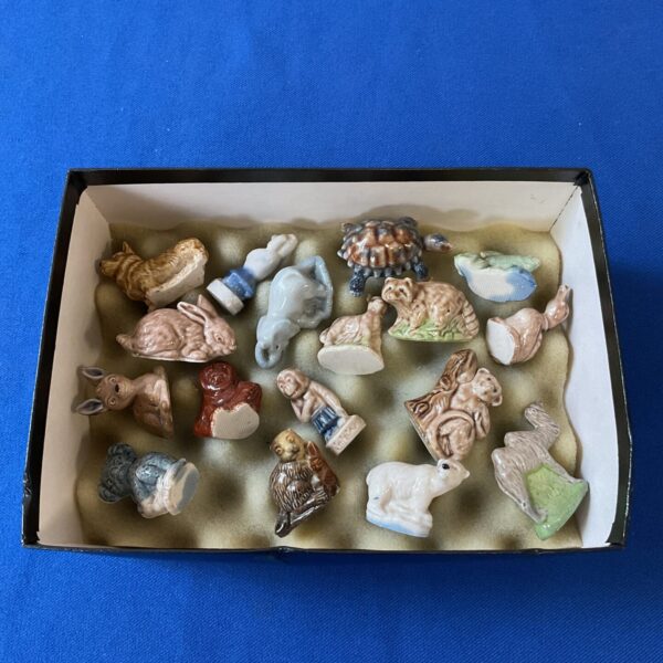 Vintage Wade whimsies collection of ceramic animal figurines.