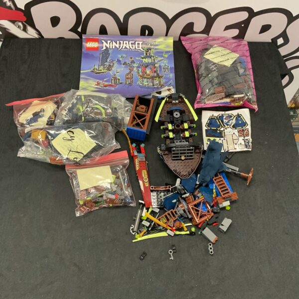 Partially disassembled Lego Ninjago Skybound airship set for collectors.