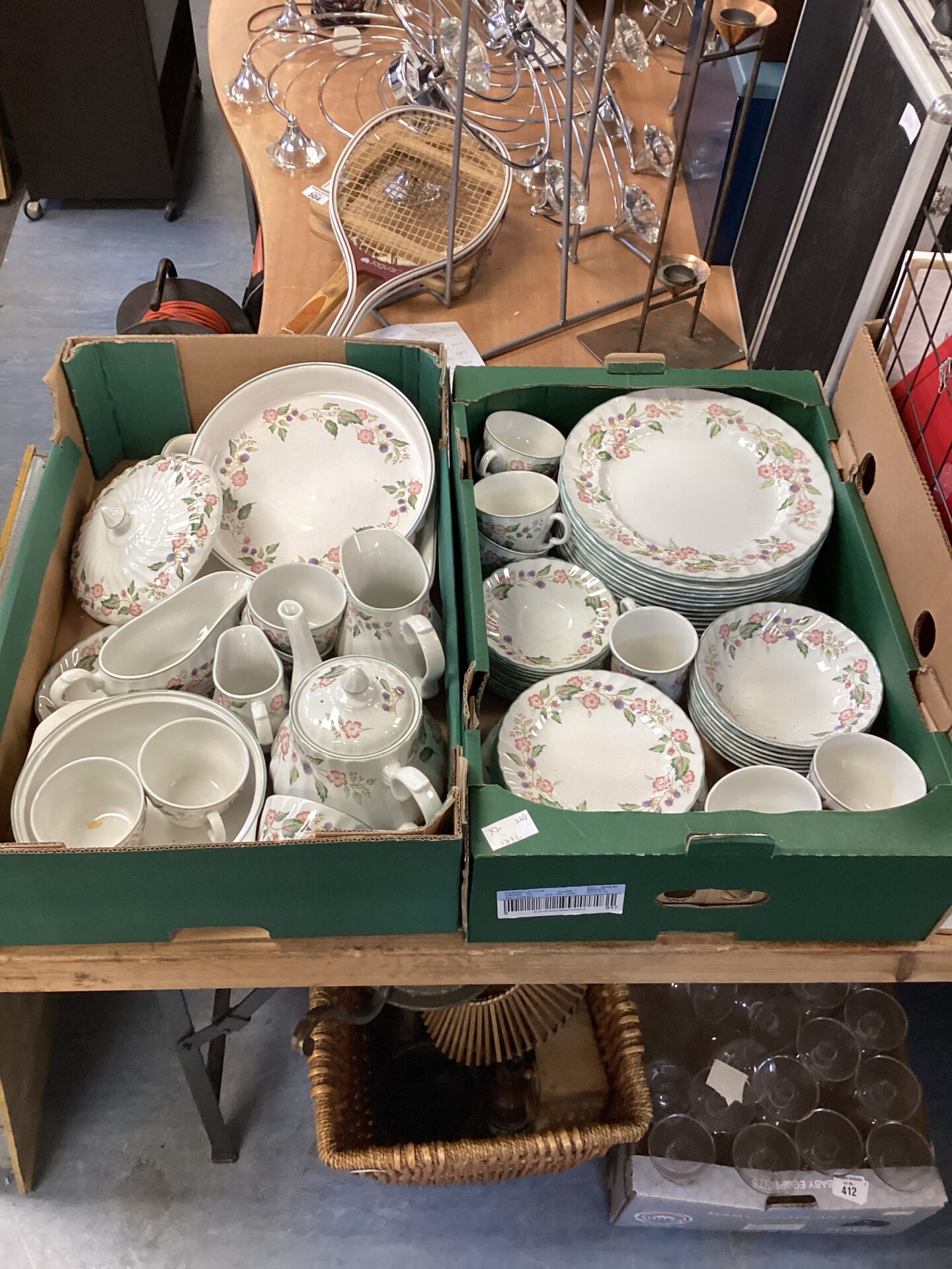 410 Large British home store victorian rose dinner service set