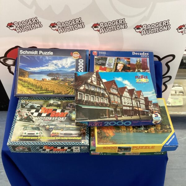 Vintage Schmidt 1000 piece jigsaw puzzle with European village scene.