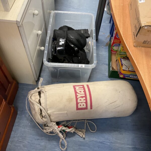 Vintage canvas boxing bag for fitness and training.