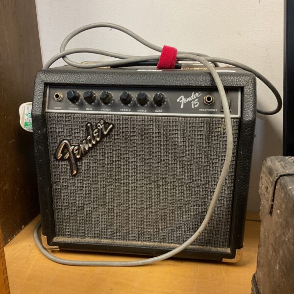Vintage Fender 15 guitar amplifier front view.