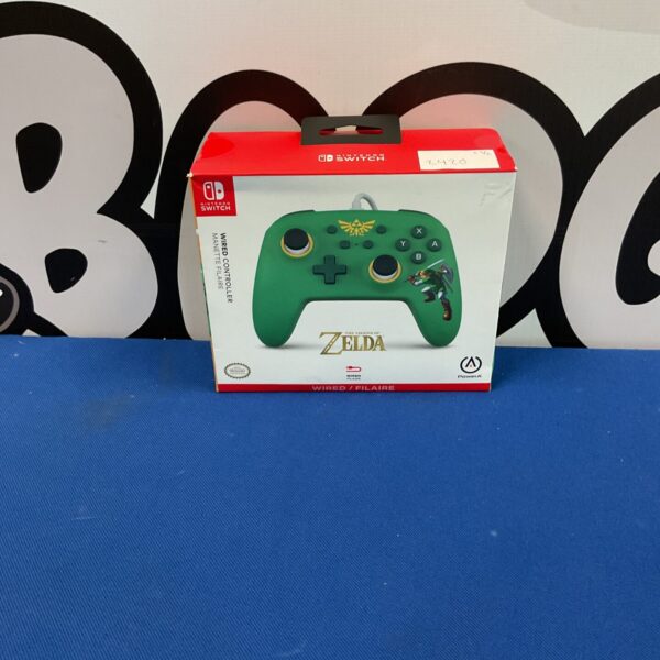 Nintendo Switch PowerA Zelda Hyrule Defender controller, Zelda themed design.
