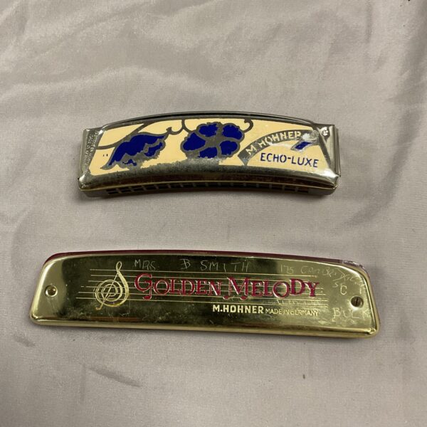 Vintage Horner harmonica pair, Golden Melody and Echo Deluxe models.