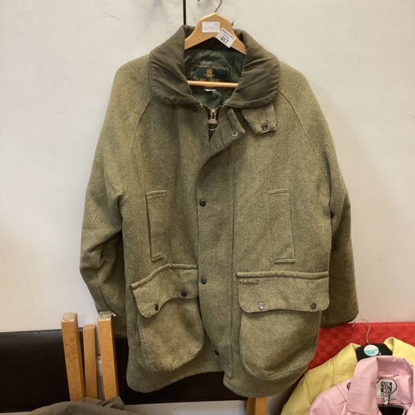 Vintage tweed country coat by Laird of Kilkelly in green.