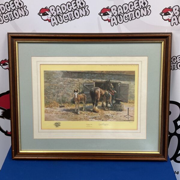 David Shepherd limited edition print "Shoeing Time" depicting horses.