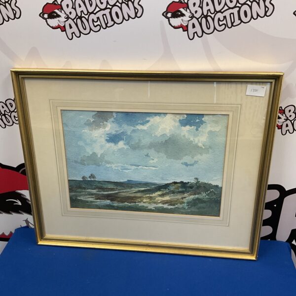 Vintage 1946 Edwin Harris watercolour painting of a rural landscape.