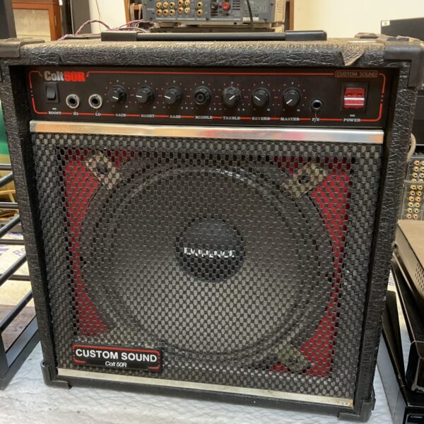 Vintage Custom Sound Colt 50R guitar amplifier front view.