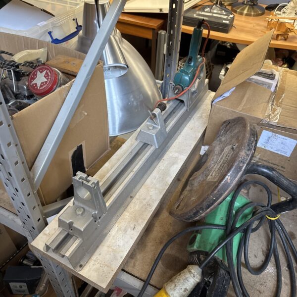 Vintage Black & Decker drill lathe for workshop use.
