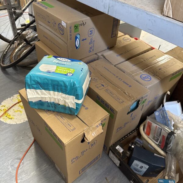 Seven sealed boxes of Tena Proskin incontinence pants size medium.