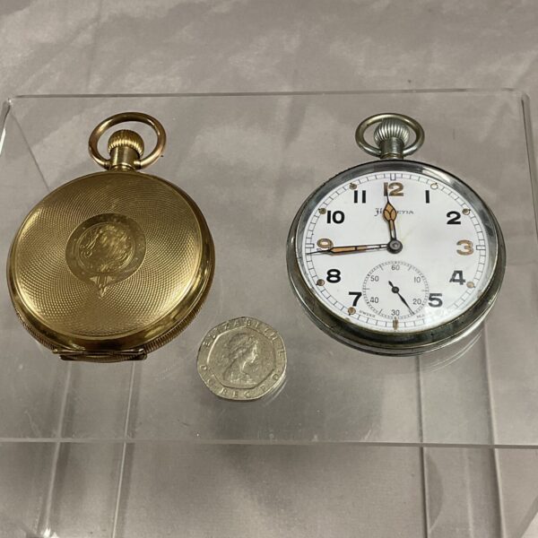 Antique Waltham Traveller pocket watch with engraved gold-filled case.