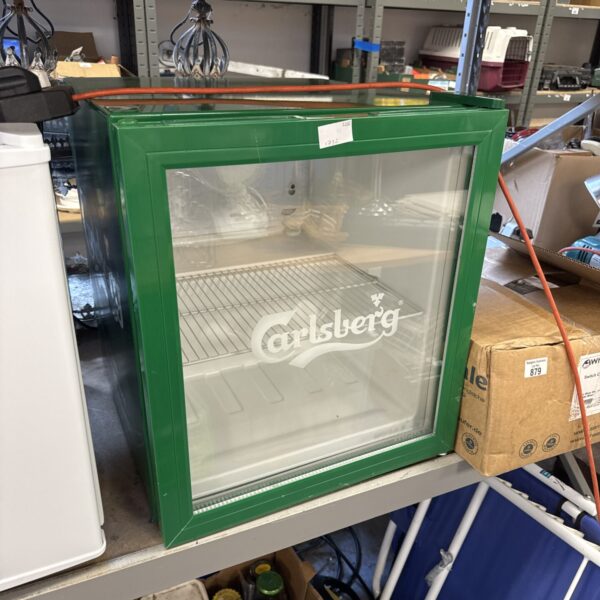 Stainless steel Carlsberg under counter fridge for commercial use.