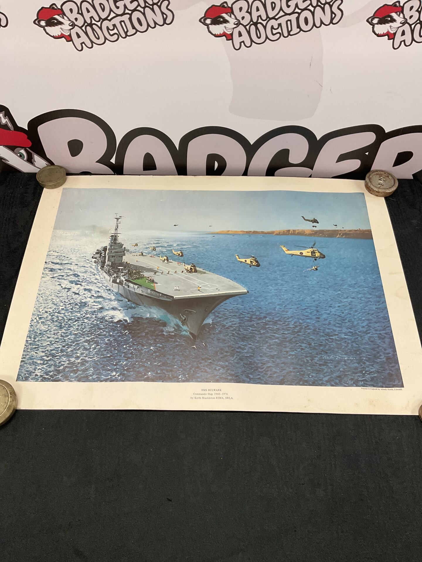 616 Keith shackleton print of hms bulwark commando ship 1960-1976