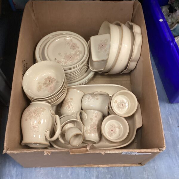 Vintage Denby plates and cups in a mixed lot.