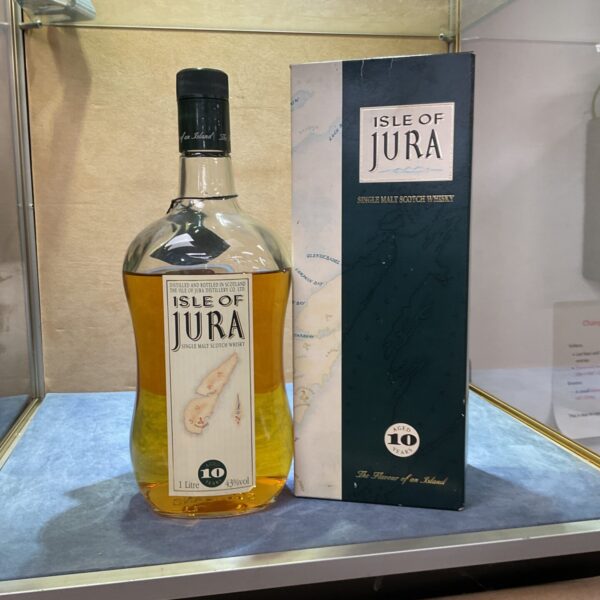 Opened bottle of Isle of Jura single malt Scotch whiskey.
