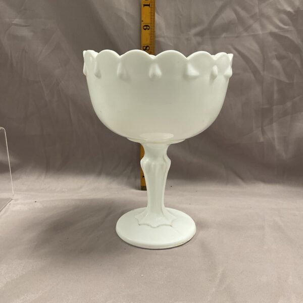 Vintage Indiana Glass teardrop compote, white milk glass bowl.