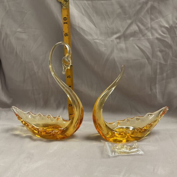 Amber Whitefriars glass swan, a vintage mid-century modern collectible.
