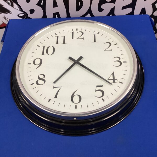 Large Ikea wall clock with a minimalist design.