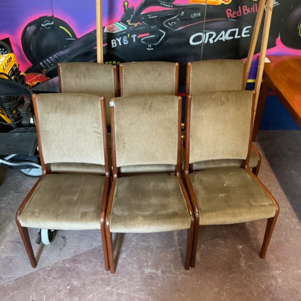 Vintage G Plan dining chairs set of six with teak frames.