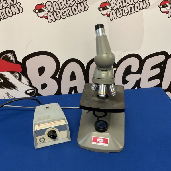 Vintage Beck Diamax microscope with American Optical power supply.