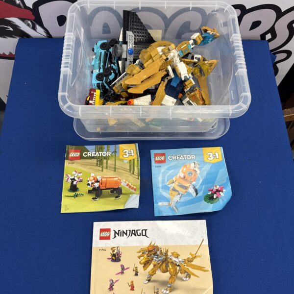 Mixed Lego Ninjago assortment with various bricks and pieces.