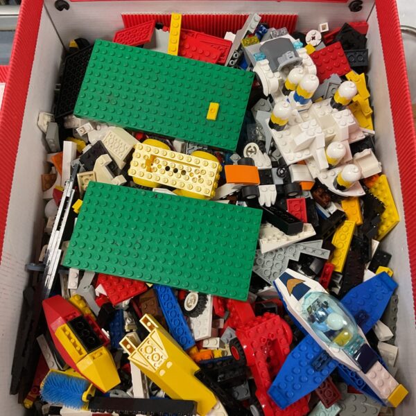 Mixed Lego City building blocks in a colourful assortment.