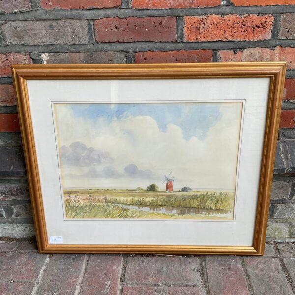 John Grove watercolour painting of a rural landscape with cattle.