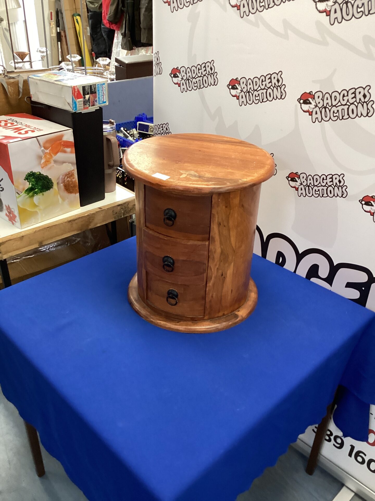 234 Wooden Round Table with three drawers