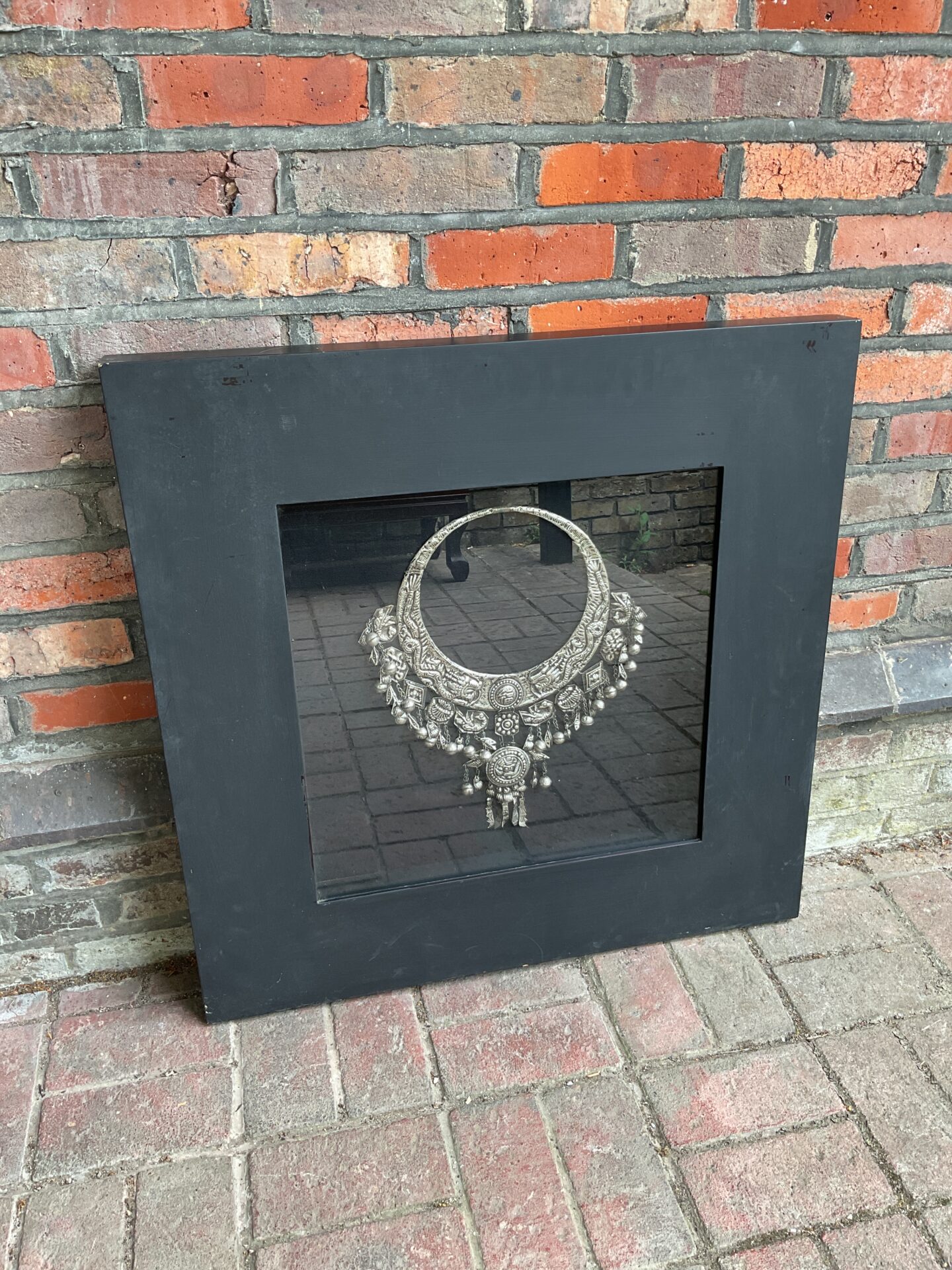 011 Framed Chinese miao silver dragon necklace