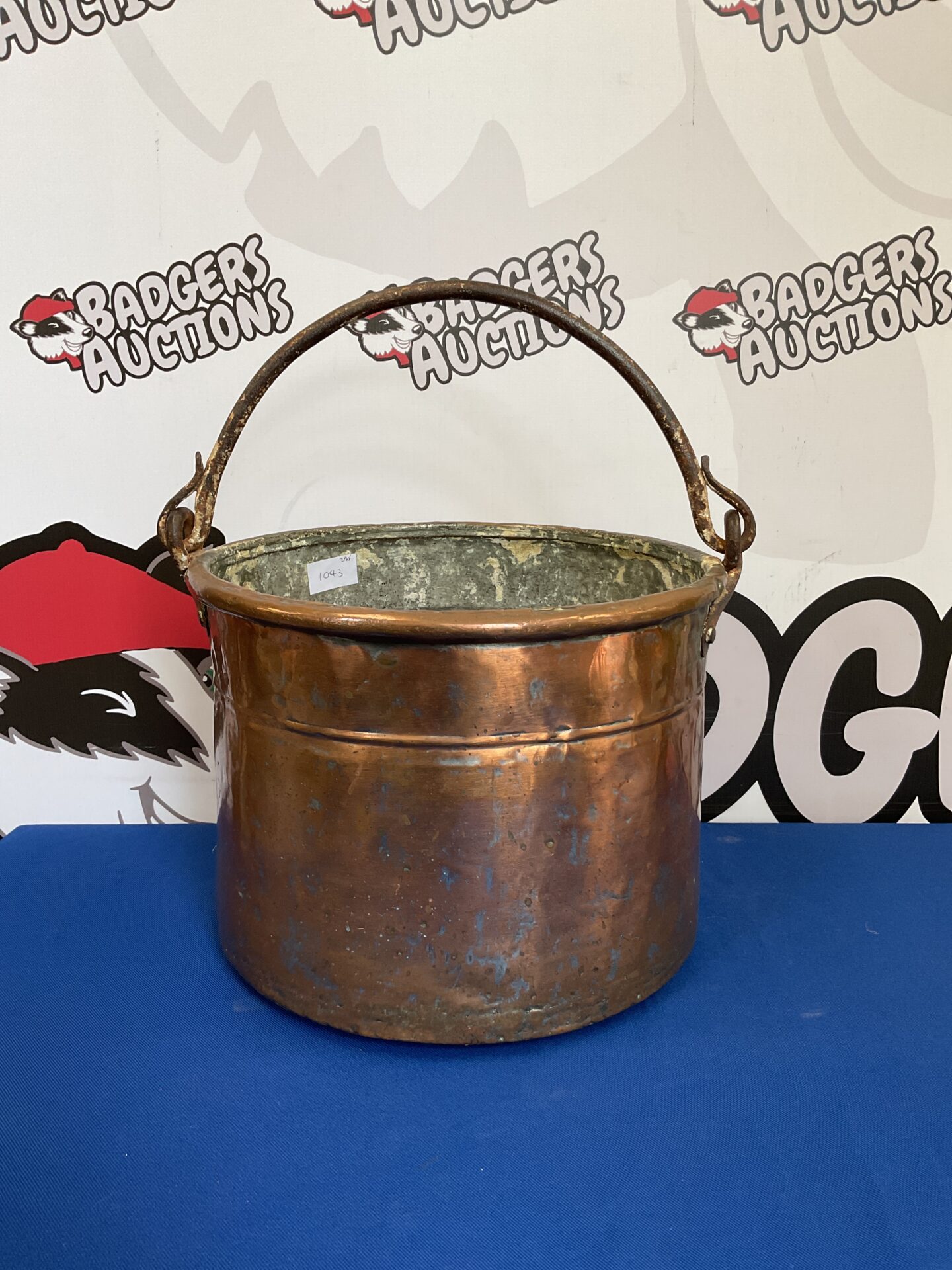013 Antique copper bucket 12” diameter 9” tall