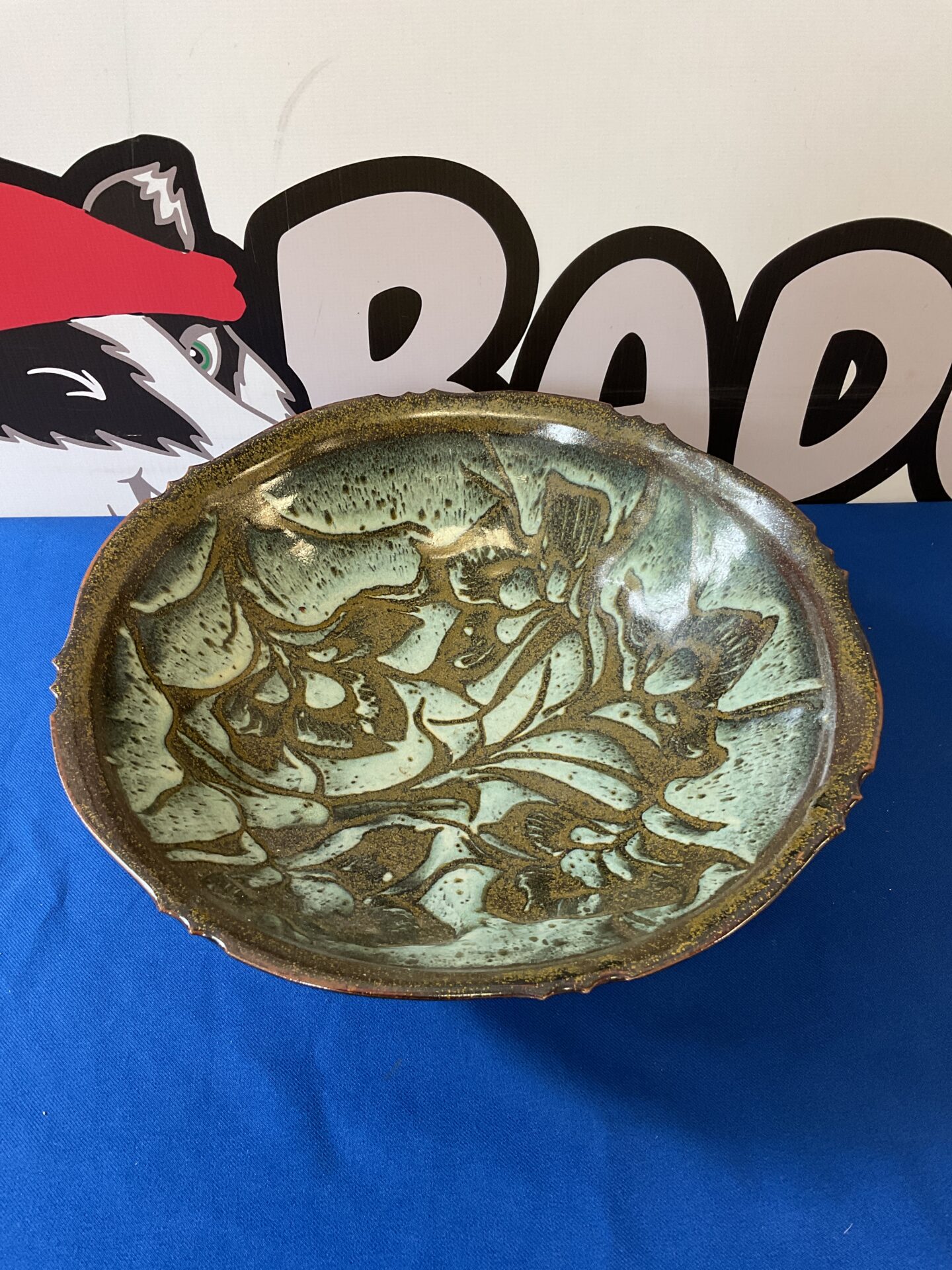 031 Large signed studio pottery bowl 13” diameter