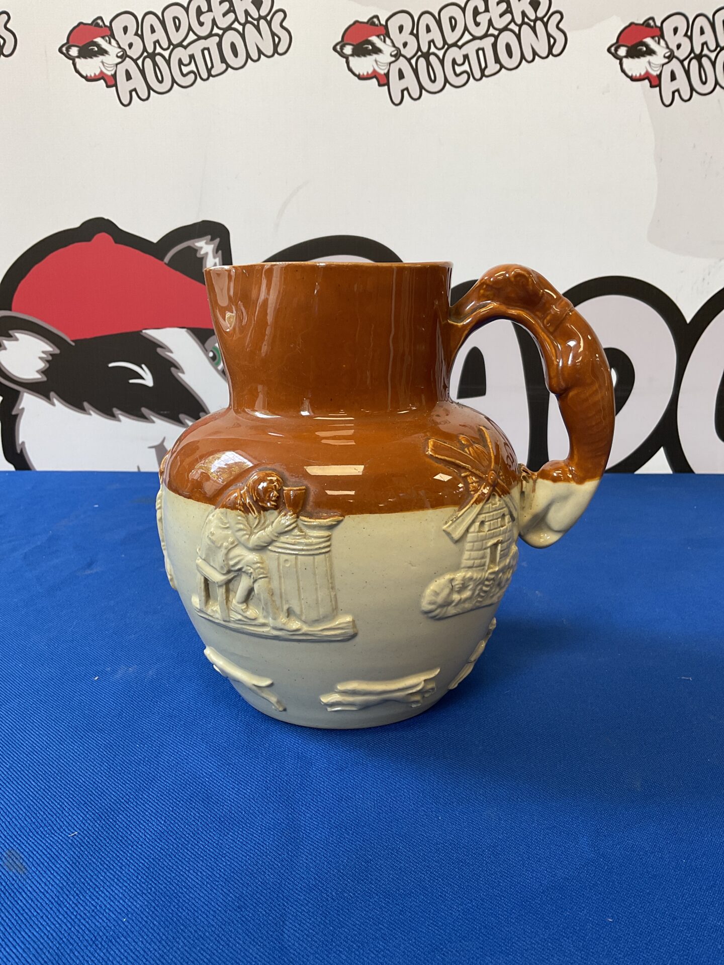 057 19th century doulton lambeth stoneware hunt scene jug