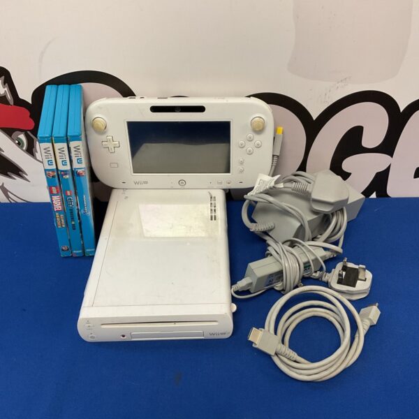 Nintendo Wii U console with gamepad and accessories.