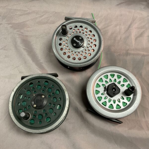 Vintage Shakespeare Beaulite fly fishing reels, classic fishing tackle.